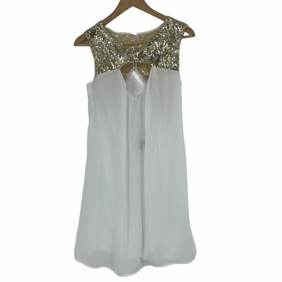 Sequin Hearts Dress Sz 5 S 9503 Cutouts Sequins - Picture 1 of 5